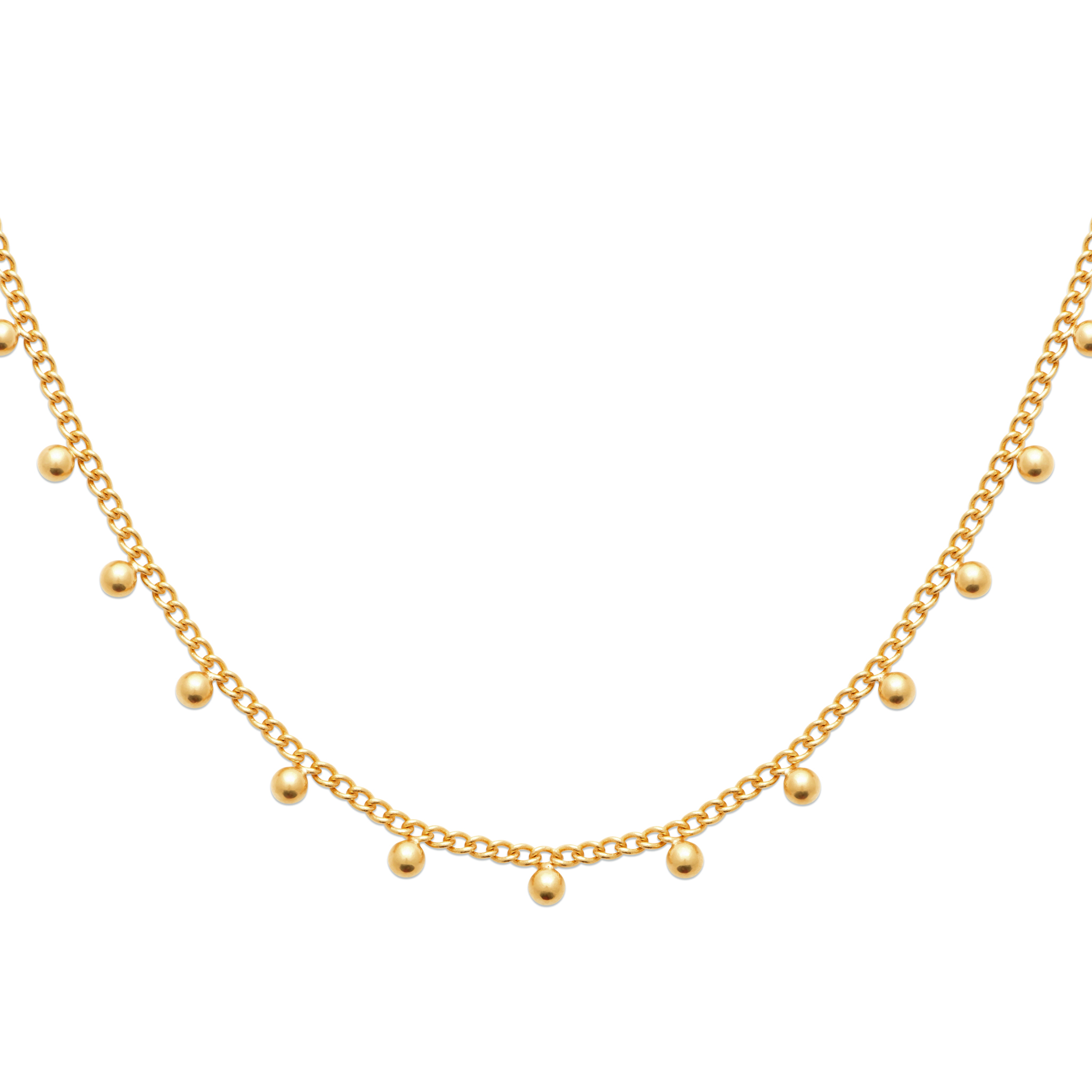 Collier Maxime en laiton doré avec petites perles suspendues - Bijou délicat et moderne de Chloé Rose Genève
