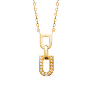 Collier en plaqué or “Berny” avec pendentif pavé de zircons - Chloé Rose Genève