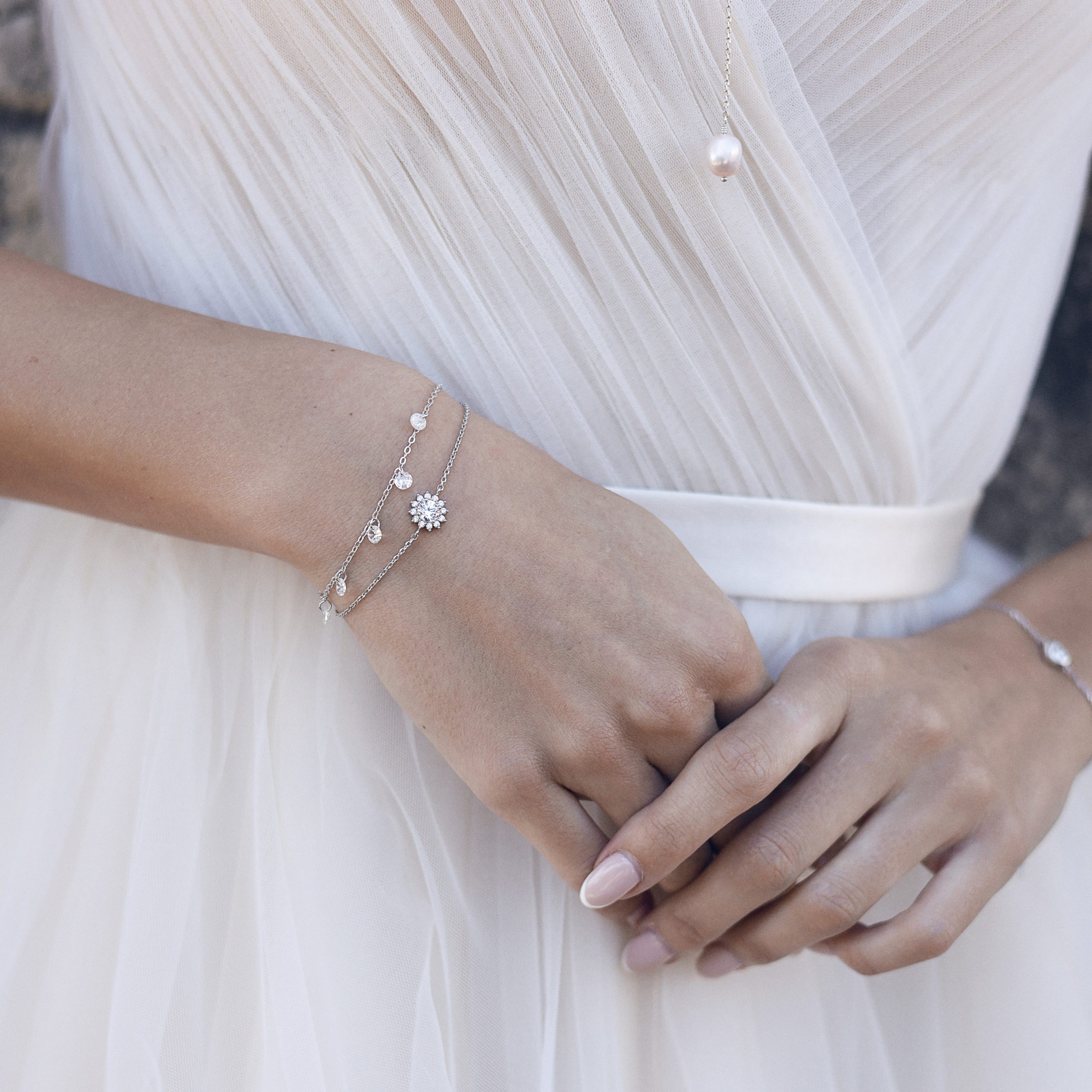 Bracelet argenté BENEDICTE en argent 925 et zircons - Collection Cérémonie