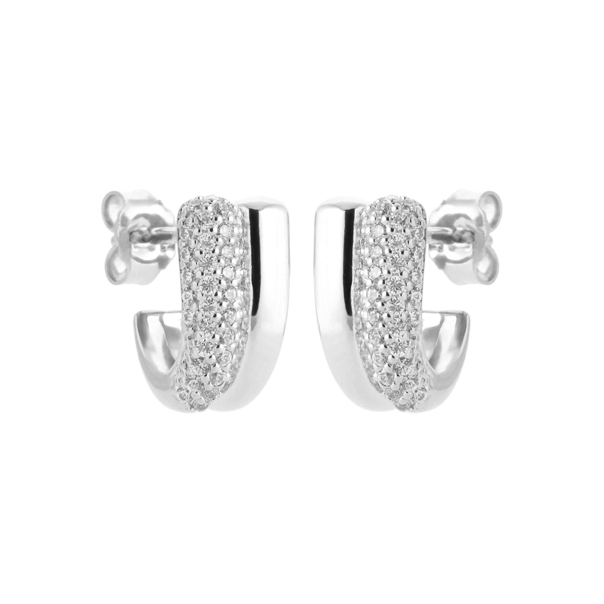 Boucles d'oreilles puces argentées LAURENCE en argent 925 avec zircons - Collection Cérémonie