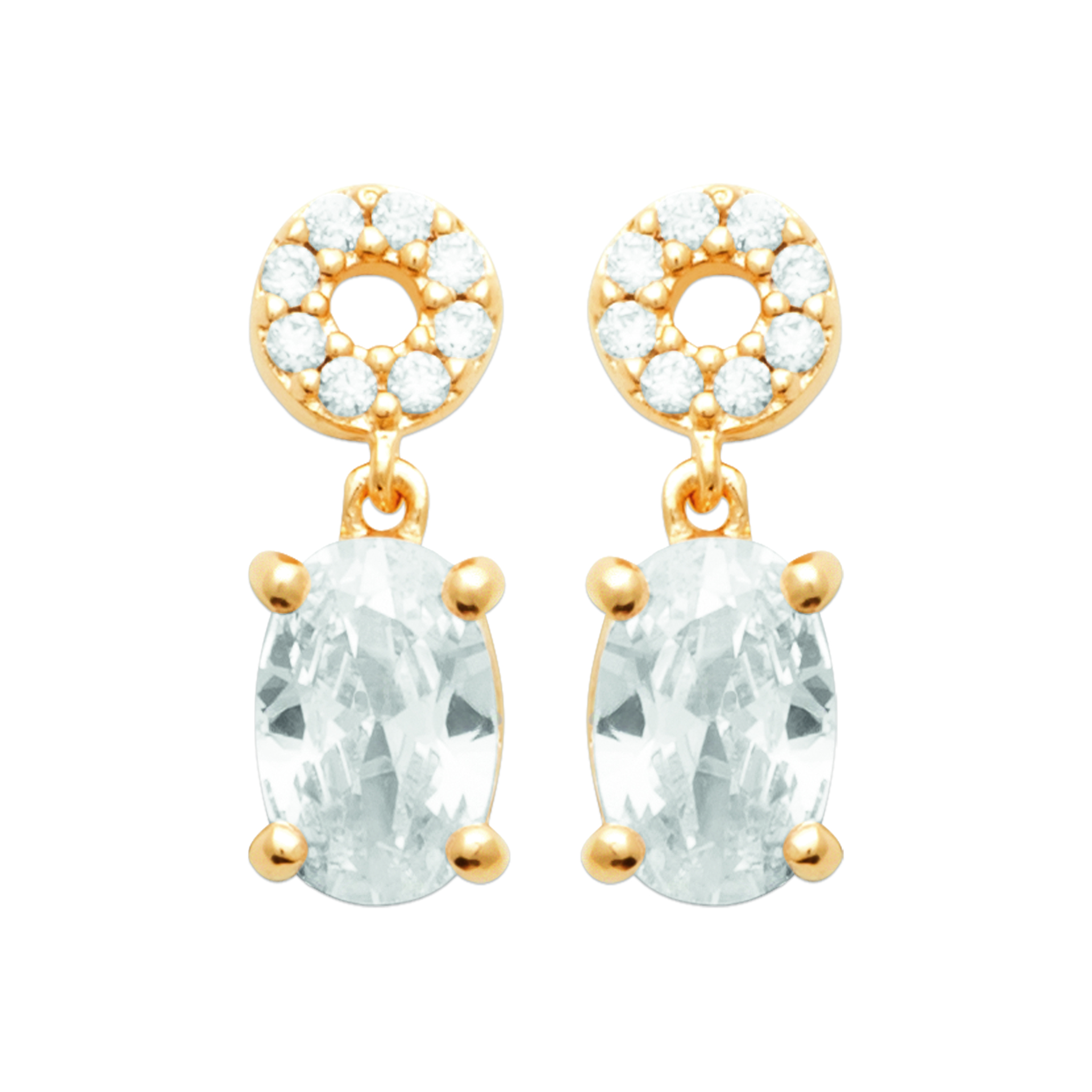 Boucles d'oreilles puces dorées Killiane en laiton doré 3 microns avec zircons - Collection Cérémonie