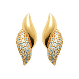 Boucles d'oreilles puces dorées Minya en laiton doré 3 microns avec zircons - Collection Cérémonie