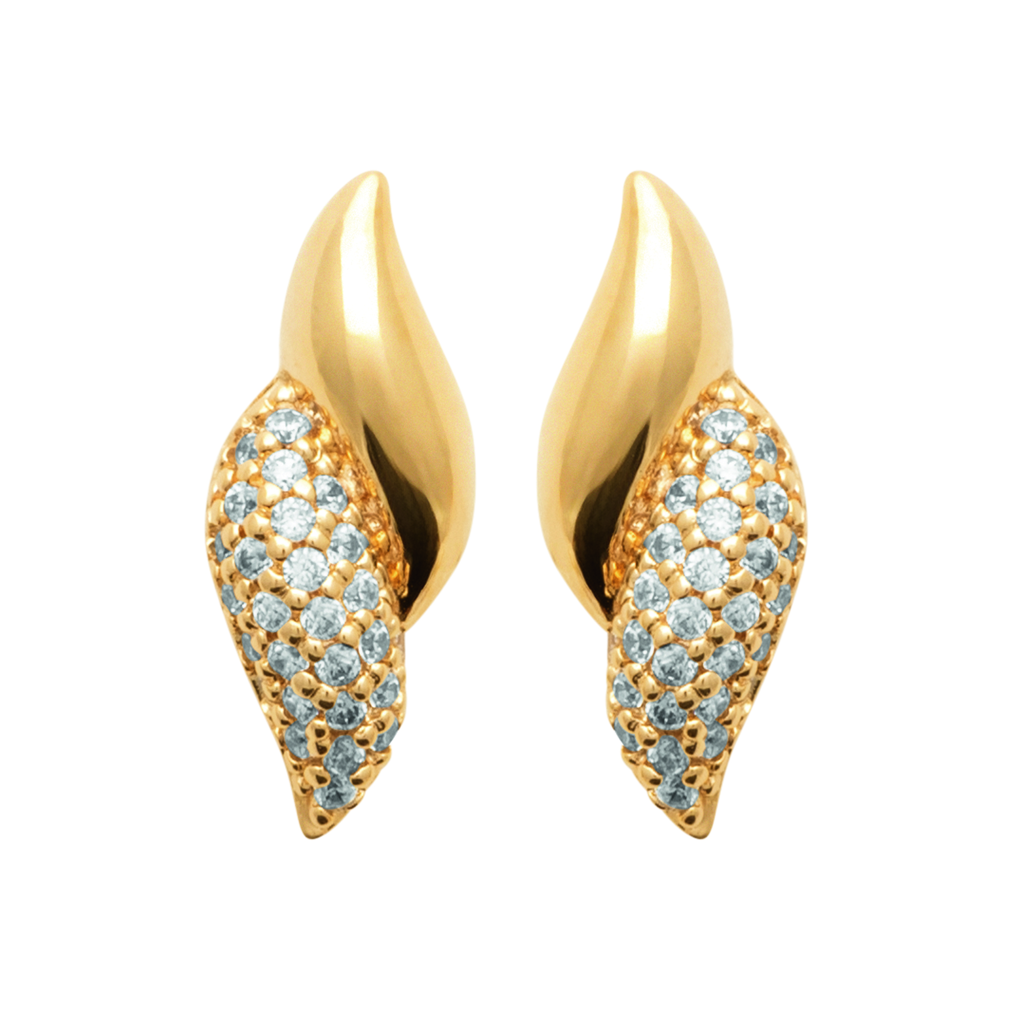 Boucles d'oreilles puces dorées Minya en laiton doré 3 microns avec zircons - Collection Cérémonie
