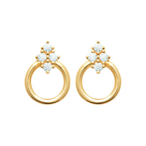 Boucles d'oreilles puces dorées Janny en laiton doré 3 microns avec zircons - Collection Cérémonie