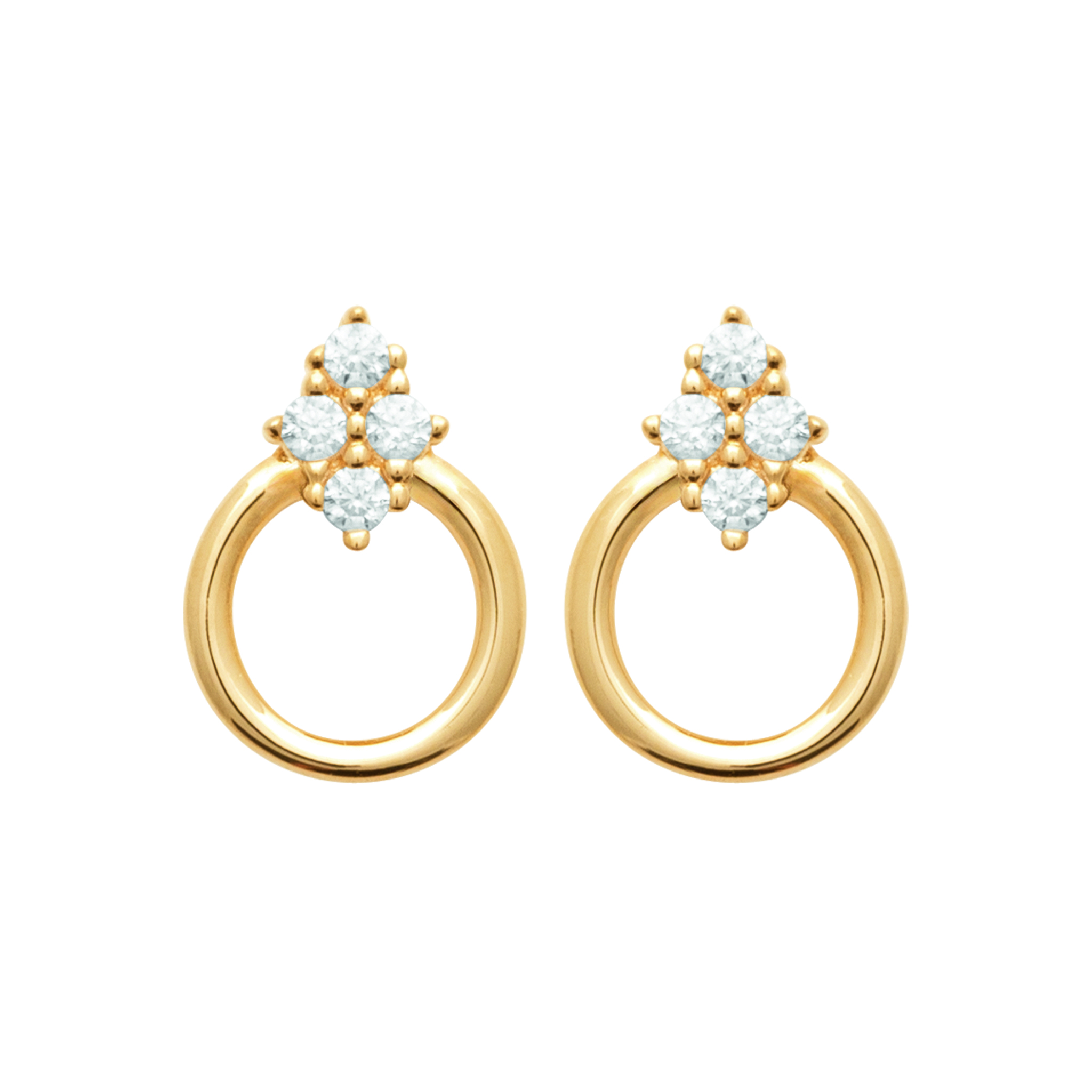 Boucles d'oreilles puces dorées Janny en laiton doré 3 microns avec zircons - Collection Cérémonie