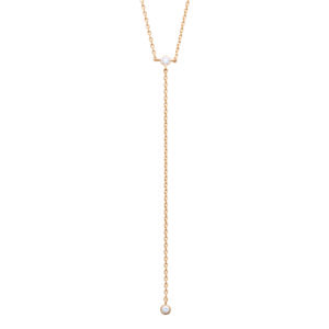 Collier doré cravate MIDYA en laiton doré 3 microns avec zircons - Collection Cérémonie