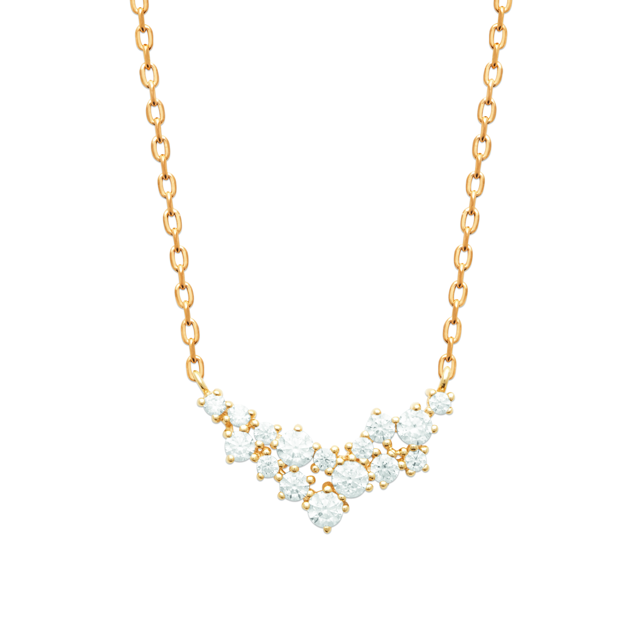 Collier doré NISRINE en laiton doré 3 microns avec zircons - Collection Cérémonie